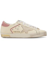 Golden Goose - Off-white & Pink Super-star Suede Sneakers - Lyst