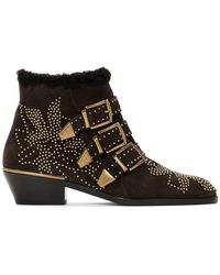 Chloé Brown Shearling Suede Susanna Boots