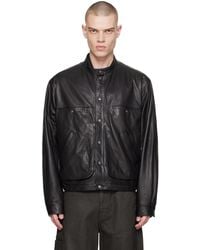 Lemaire - Stand Collar Leather Jacket - Lyst