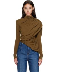 Mugler - Khaki Cascade Sleeves Top - Lyst