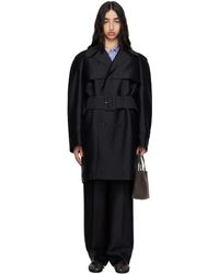 Carven - Trench Noir En Sergé De Soie Et Laine - Lyst