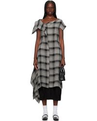 Y's Yohji Yamamoto - Robe Midi Noir Et Gris À Ourlet Mouchoir - Lyst