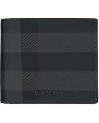 Burberry - Black & Gray Check Bifold Coin Wallet - Lyst