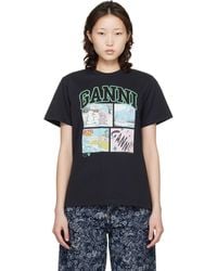 Ganni - Basic Cotton Jersey Bear Comic Teddy T-Shirt - Lyst