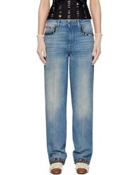 Valentino - Floral Print Hem Jeans - Lyst