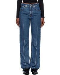 Jil Sander - Diagonal Cotton Denim Jeans - Lyst