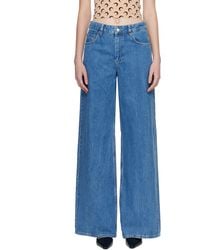 Marine Serre - Jean Évasé Bleu À Taille Haute Et À Logo De Lune - Lyst