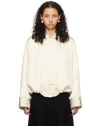 Jil Sander - Off-white Padded Bomber Jacket - Lyst