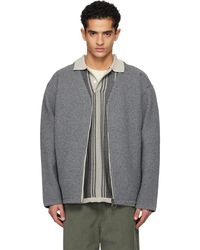 Nanamica - Cardigan Gris En Tricot Jauge 5 À Glissière - Lyst