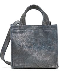 Acne Studios - Silver & Blue Logo Mini Shoulder Tote - Lyst