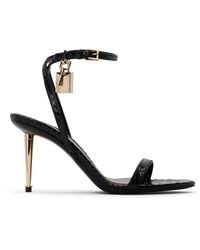 Tom Ford - Python Pointy Padlock Naked Heeled Sandals - Lyst