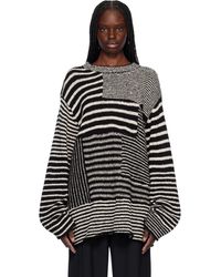 Yohji Yamamoto - Off- 3G1P Border Round Neck Knit Sweater - Lyst