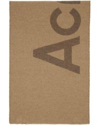 Acne Studios - Écharpe brun et à logos en tricot jacquard - Lyst