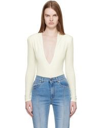 Mugler - Off- Hooded V-Neck Bodysuit - Lyst