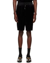 Giorgio Armani Cotton Drawstring Waffle Track Shorts in Black for Men Mens Clothing Shorts Casual shorts 