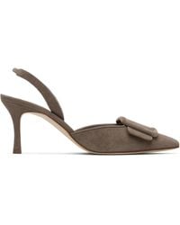 Manolo Blahnik - Taupe Maysli Heeled Sandals - Lyst