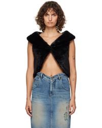we11done - Cropped Faux-Fur Vest - Lyst