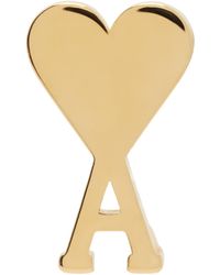 Ami Paris - Clou D'Oreille Unique Doré À Logo Ami De Cœur - Lyst