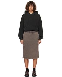we11done - Robe Midi De Style Pull À Capuche Noir Et Brun À Assemblage Étagé - Lyst