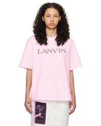 Lanvin - T-shirt surdimensionné rose à logo curb - Lyst