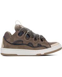 Lanvin - Ssense Exclusive Taupe Leather Curb Sneakers - Lyst