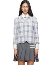 Thom Browne - Cropped Sack Plaid Cotton Blazer - Lyst