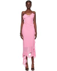 Acne Studios - Pink Ruffle Midi Dress - Lyst