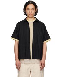 Engineered Garments - Chemise De Camp Noire À Rayures En Jacquard - Lyst