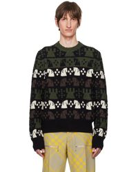Burberry - Pull vert et noir à motif en tricot jacquard - Lyst