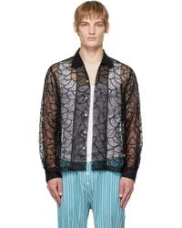 Bode - Chemise À Manches Longues Pewter Shoal Noire - Lyst