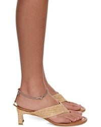 BY FAR - Tan Dasha Raffia Heeled Sandals - Lyst