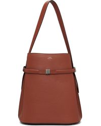 TOTEME - Tan Belted Grained-Leather Bucket Bag - Lyst