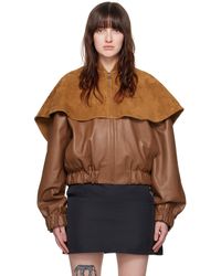 JW Anderson - Oversized Collar Leather Bomber Jacket - Lyst