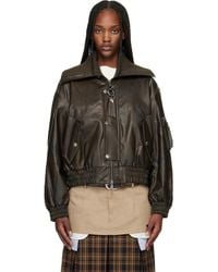 ANDERSSON BELL - Knit-Collar Ma-1 Faux-Leather Bomber Jacket - Lyst