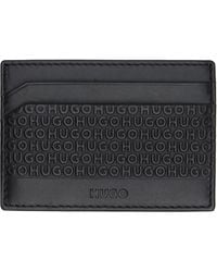HUGO - Logo-Pattern Leather Card Holder - Lyst
