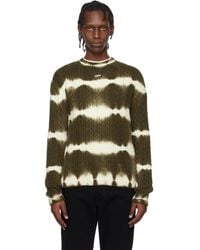 Off-White c/o Virgil Abloh - Khaki & Off Stamp Cable Knit Crewneck Sweater - Lyst