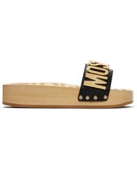 Moschino - Calfskin Wood Sandals - Lyst