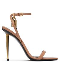 Tom Ford - Shiny Padlock Pointy Naked Heeled Sandals - Lyst