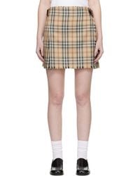 Burberry - Check Wool Mini Kilt Miniskirt - Lyst