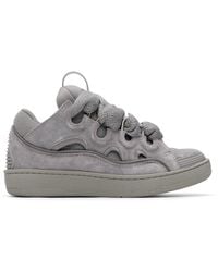 Lanvin - Monochrome Suede Curb Sneakers - Lyst