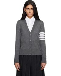 Thom Browne - Merino Wool 4-Bar Relaxed Fit V-Neck Cardigan - Lyst