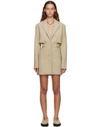 Jacquemus - La Robe Cut-out Padded-shoulders Linen Mini Dress - Lyst