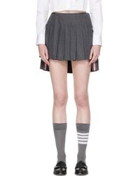 Thom Browne - High Twist Wool Low Rise Pleated Miniskirt - Lyst