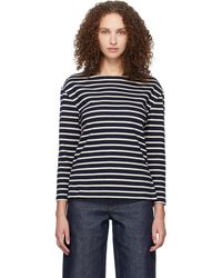 A.P.C. - Striped Three-Quarter Sleeve T-Shirt - Lyst