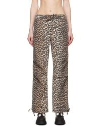 Ganni - Pantalon brun à motif léopard - Lyst
