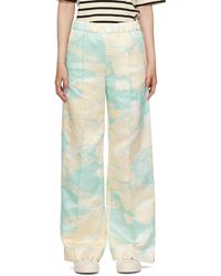 Jil Sander - Pantalon blanc cassé et bleu à motif graphique - Lyst