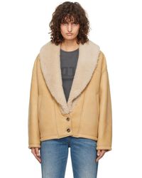 Golden Goose - Tan Shawl Collar Shearling Jacket - Lyst