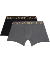 Versace - Ensemble de deux boxers noir et gris à motif à clé grecque - Lyst