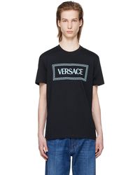 Versace - T-shirt bleu marine à logo brodé - Lyst
