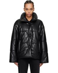 Nanushka Aveline Faux Leather Puffer Jacket in Brown | Lyst
